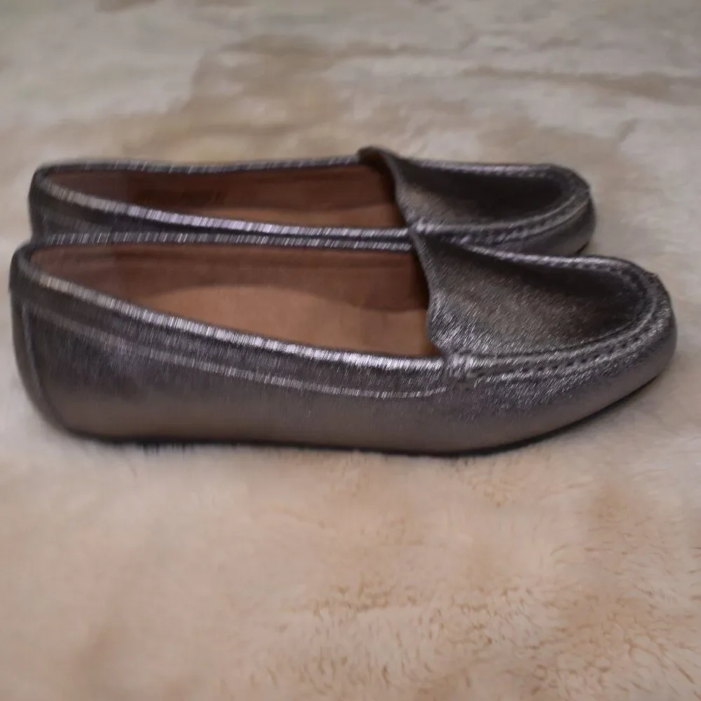 Vionic Metallic Silver Leather Loafers